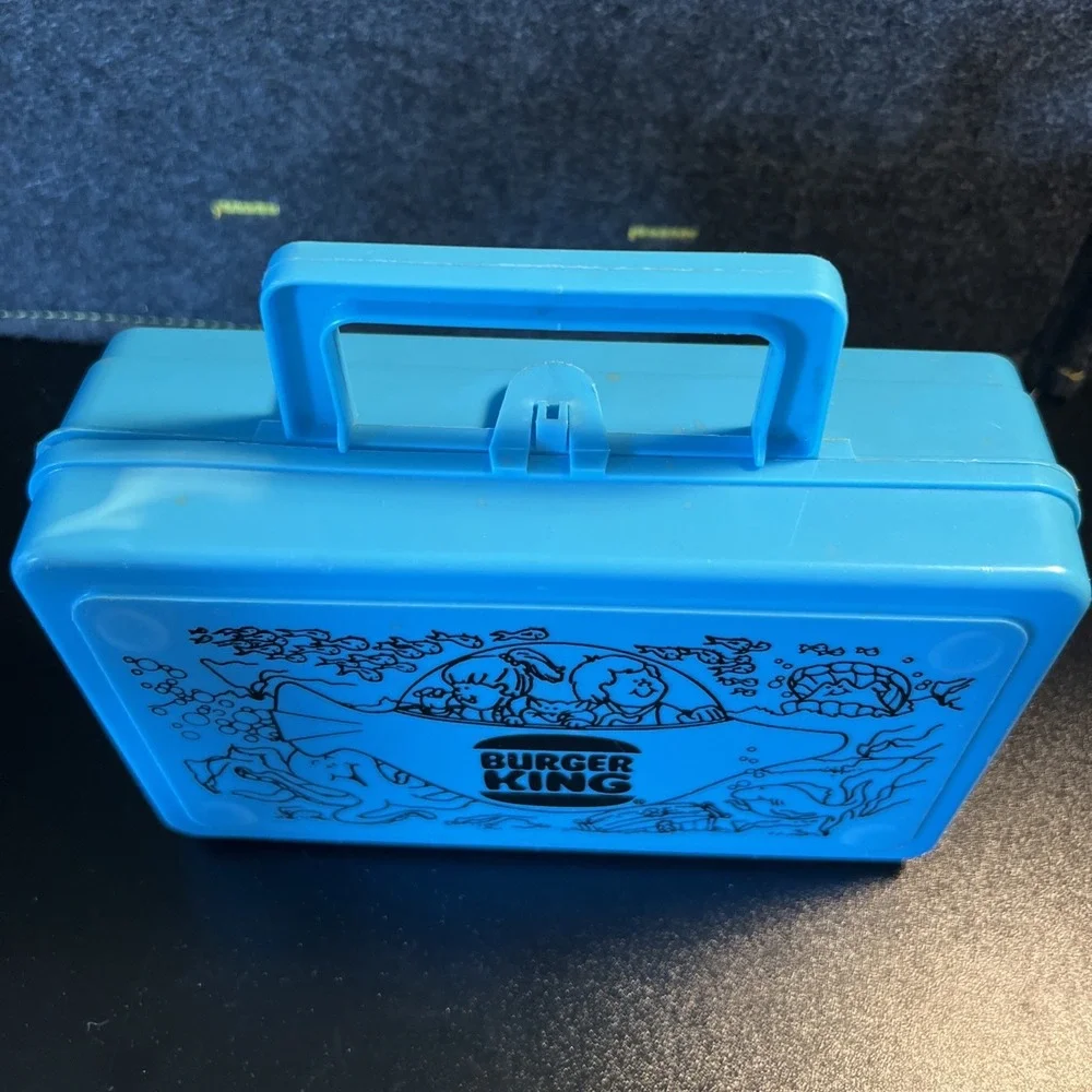 Vintage Burger King Whirley Industries Plastic Teal Lunch Box or Pencil‎ Box